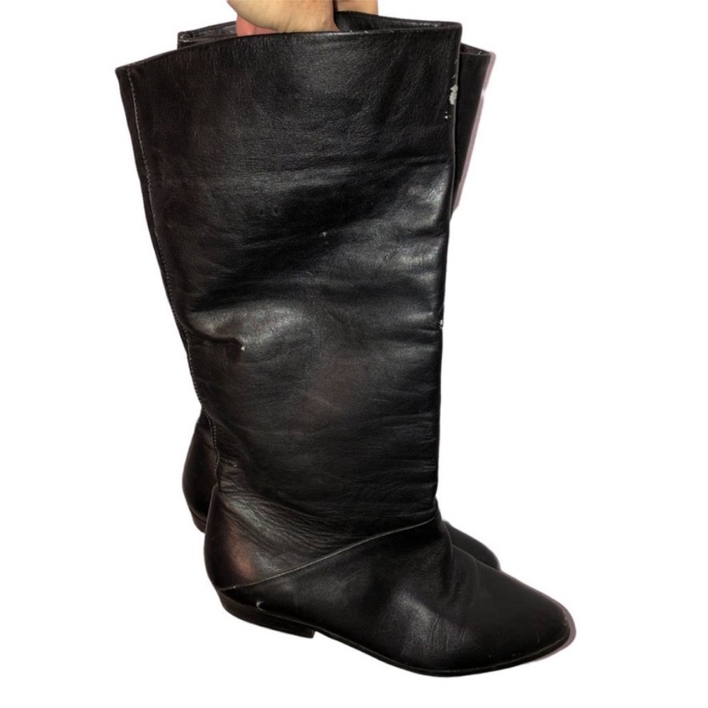Vintage Y2k South American Uruguay black calf high boots 8 1/2 
minor si…